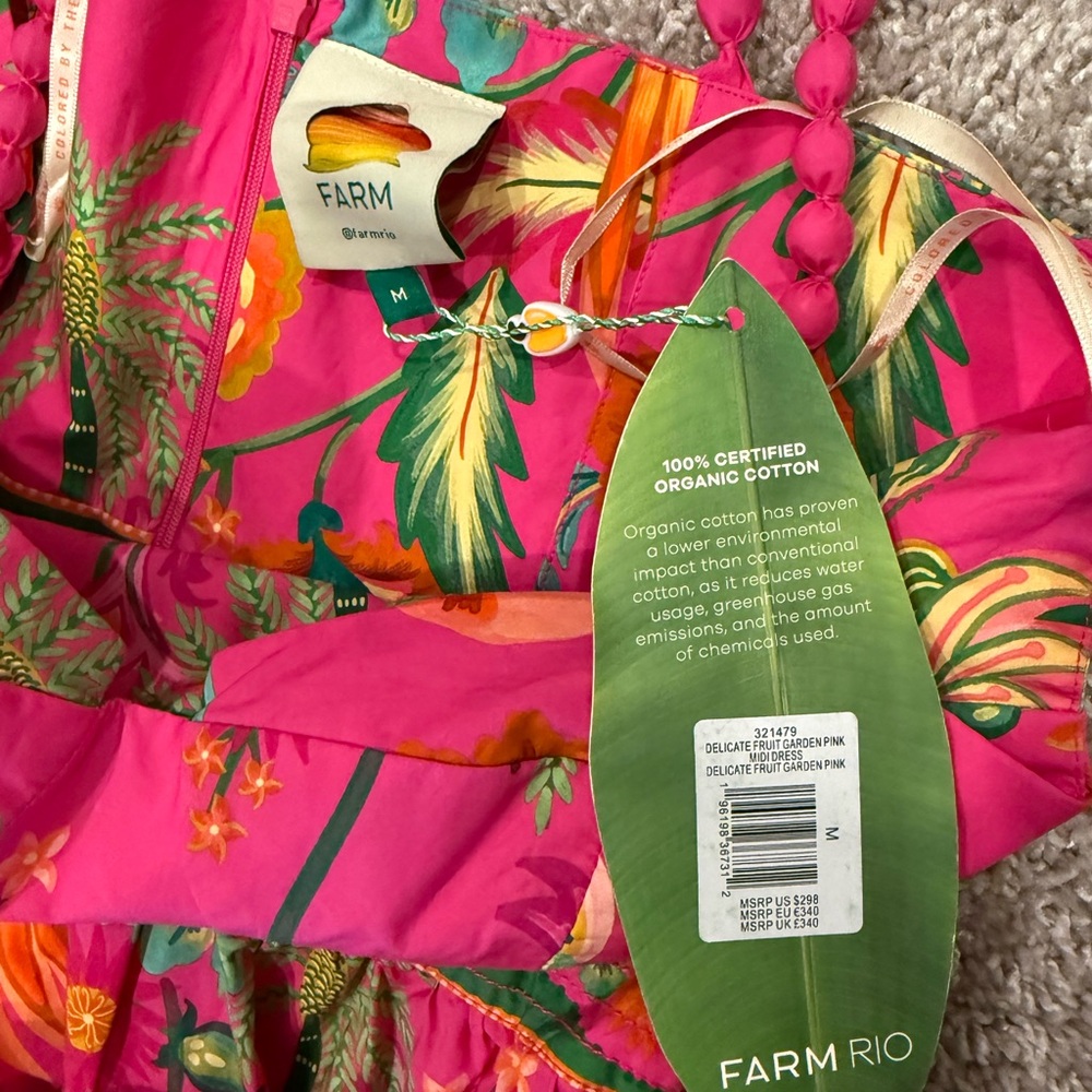 FARM Rio Pink Tropical Leaf and Floral Maxi Dress NWT - Picture 4 of 4